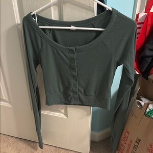 Green Button-Up Women's Top